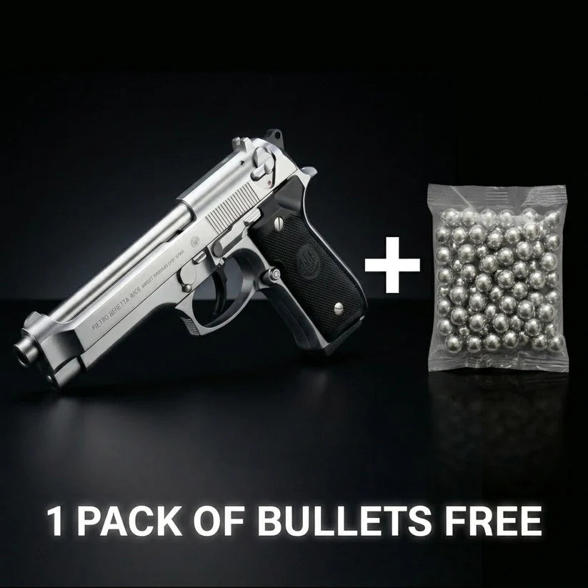 Silver M92 Beretta Airsoft Toy Gun Realistic Design Safe Fun For Play