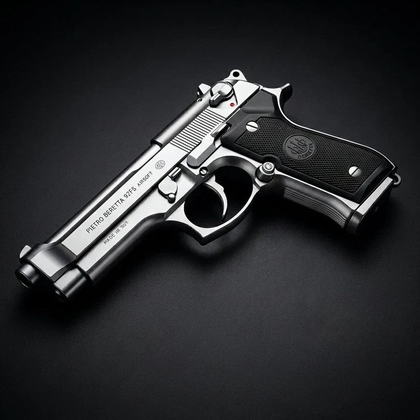 Silver M92 Beretta Airsoft Toy Gun Realistic Design Safe Fun For Play