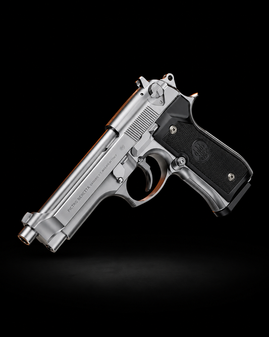 Silver M92 Beretta Airsoft Toy Gun Realistic Design Safe Fun For Play