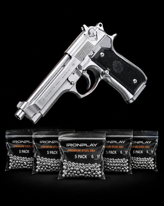 Silver Beretta M92 Gun Replica + 5 BBs - Action Pack Toy Gun