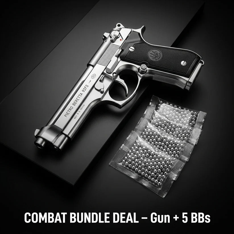 Silver Beretta M92 Gun + 5 BBs - Action Pack