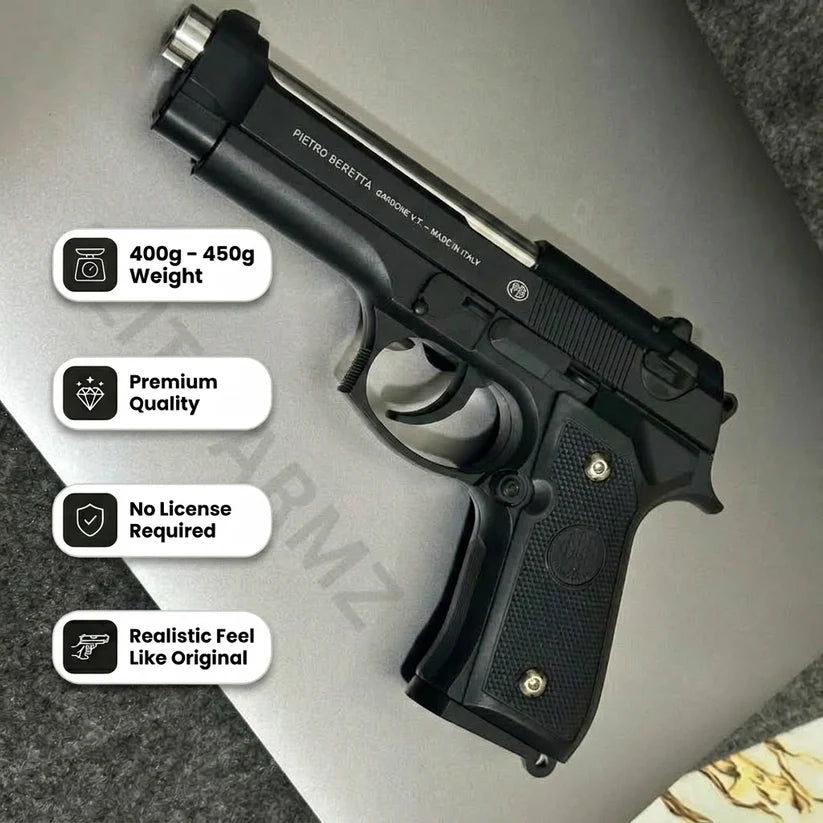 Black M92 Beretta Airsoft Toy Gun Realistic Design Safe Fun For Play